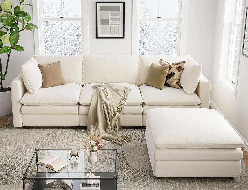Txtin’s Cloud Couches for Living Room L Shaped Sectional Couch, Beige